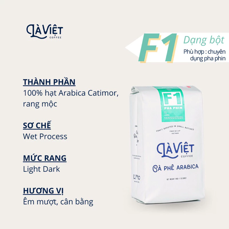 LÀ VIỆT ベトナム ファイングラウンドコーヒー F1 100%アラビカ 1kg - 調和の取れた味わい