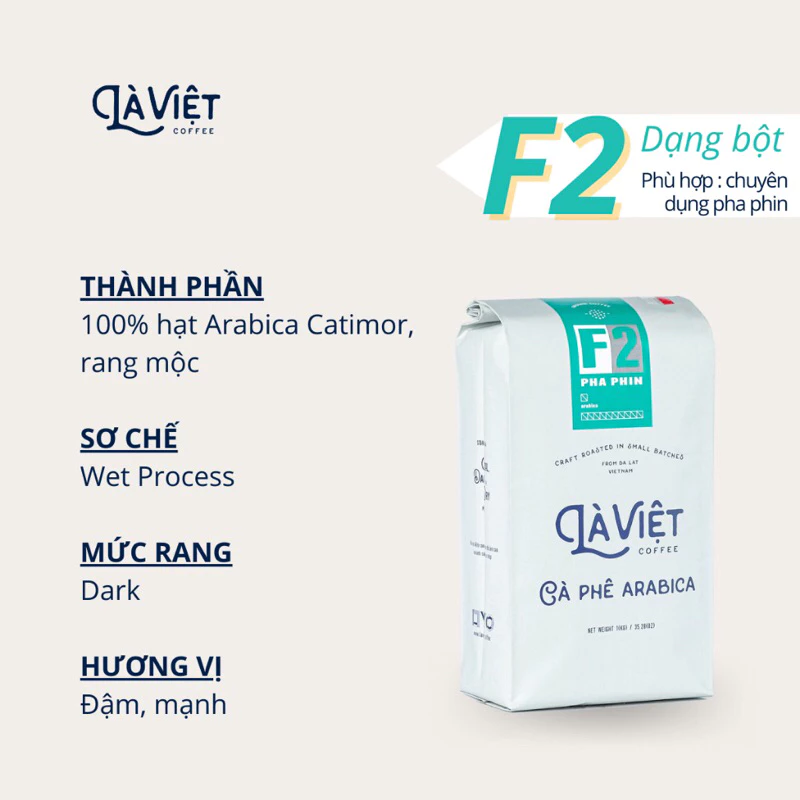 ラ・ヴィエット F2 100%アラビカ フィルターコーヒー粉 1kg - 深煎り&ストロングテイスト