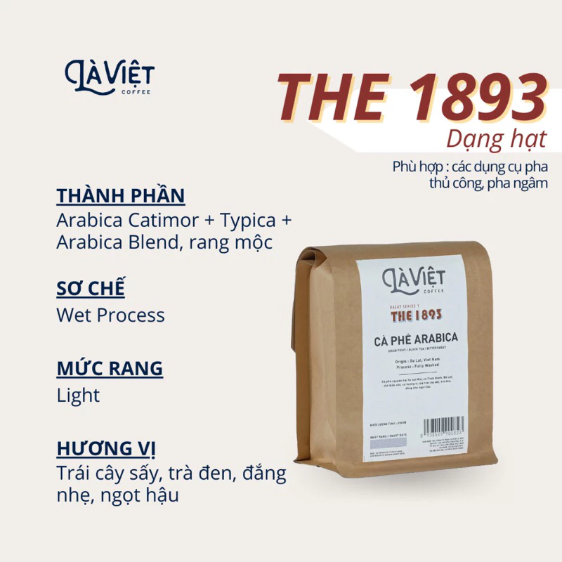 ラー・ヴィエット ホールビーンコーヒー ダラットシリーズ1：THE 1893 100%アラビカ種 250g 【ハンドドリップ専用】軽やかでクリーンな味わい