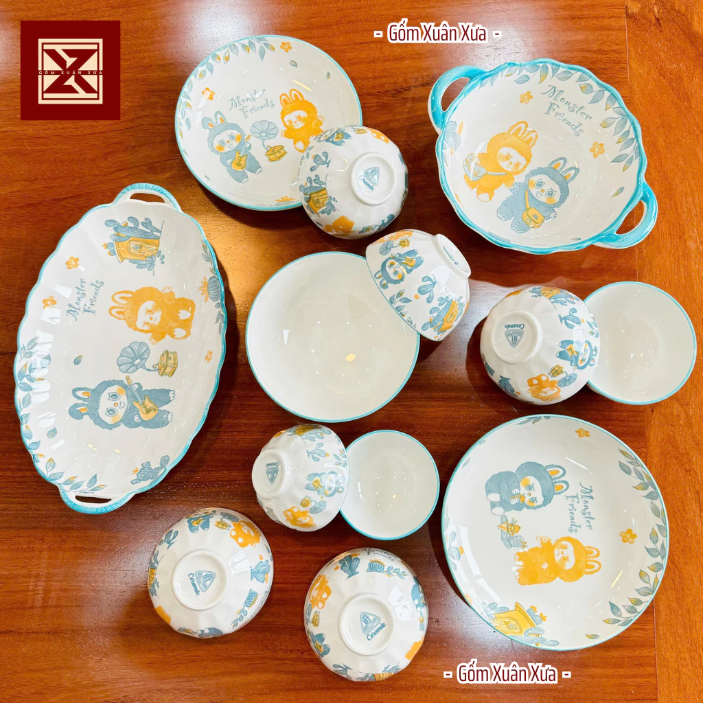 LABUBU（ラブブ）人気！春古窯製キュートなセラミックボウル＆食器セット、おしゃれなご飯茶碗