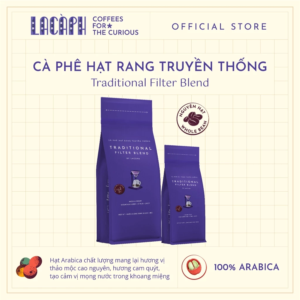 Lacàph 純正 アラビカ100% 挽き豆 『Traditional Filter Blend』ハンドドリップ・コールドブリュー用 250g