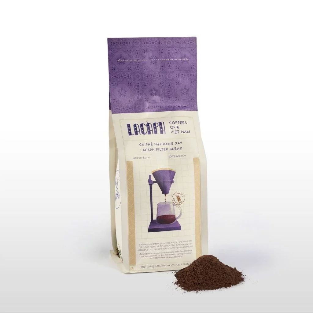 Lacàph フィルターブレンド アラビカ100% 挽き豆コーヒー 1000g (ハンドドリップ/コールドブリュー用) 無添加