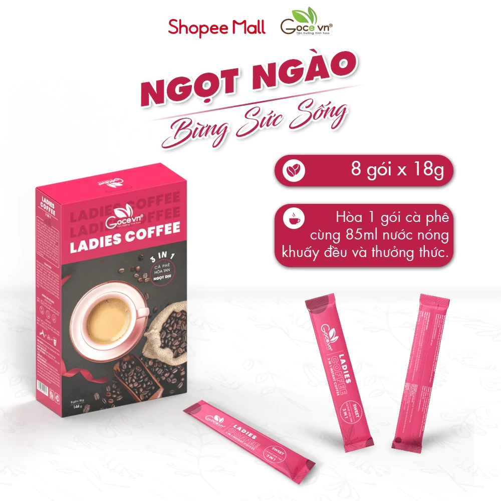 レディースコーヒー ゴーチェ 女性向け3in1インスタントコーヒー 144g (18g x 8袋)