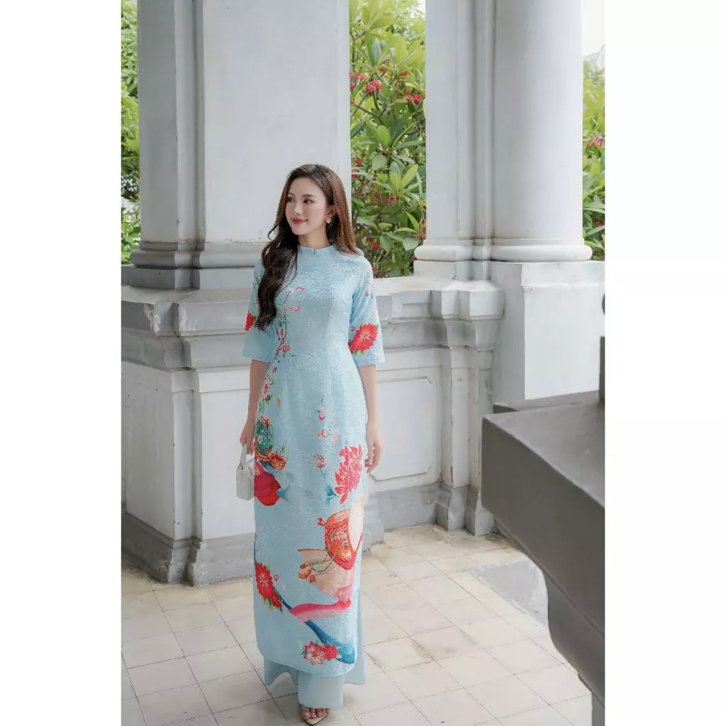 伝統的なピンクオレンジのアオザイの通販・個人輸入代行販売商品