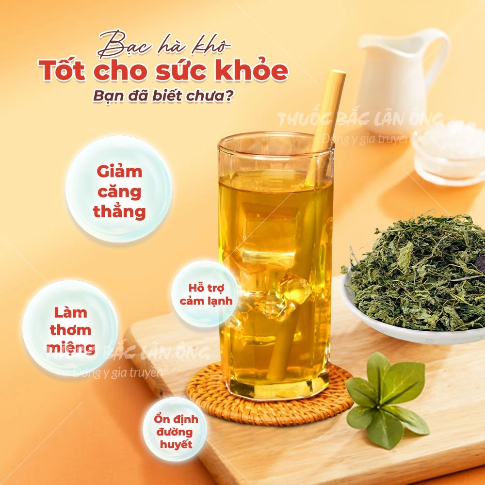 【Lãn Ông】枝葉入り 乾燥ミント 1kg | 清潔で香り高い天然ハーブ