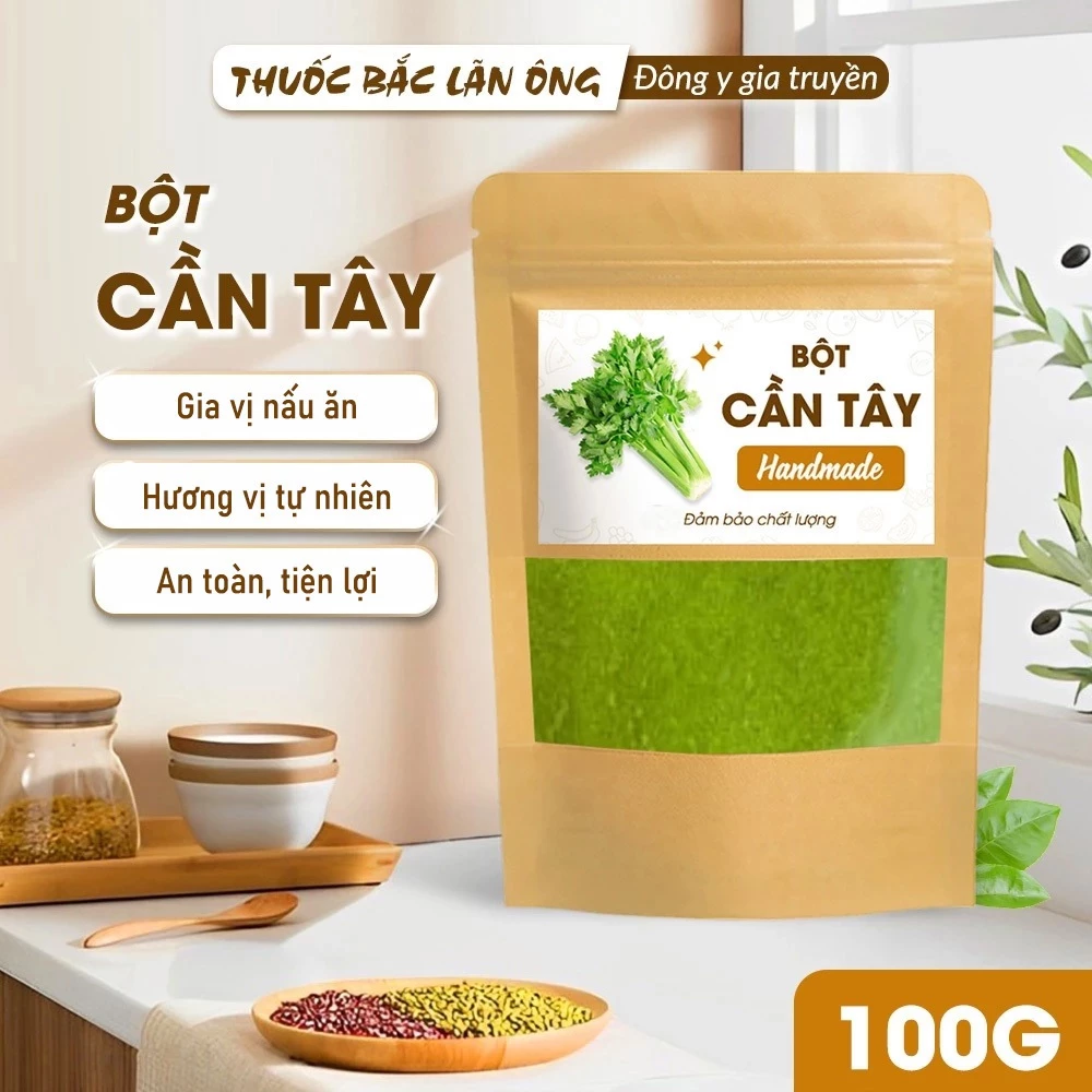 Lãn Ông 冷凍乾燥セロリパウダー 100g 純粋、香り豊か、なめらか、デトックスドリンク用