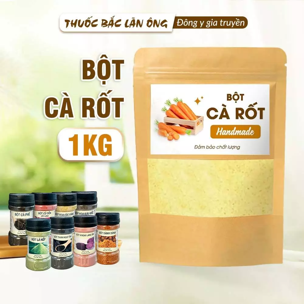 Lãn Ông 冷凍乾燥にんじんパウダー 1kg (天然着色料、ビタミンA補給、健康食材)