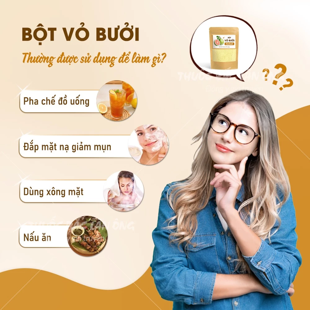 Lãn Ông 純粋文旦の皮パウダー 300g – デトックス、体内クレンジング、芳醇な香りで美肌・ダイエットサポート