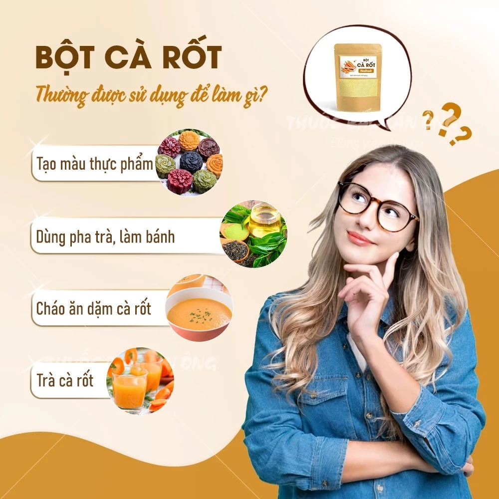 「Lãn Ông」無添加フリーズドライ人参パウダー 500g - 天然着色料・ビタミンA補給に