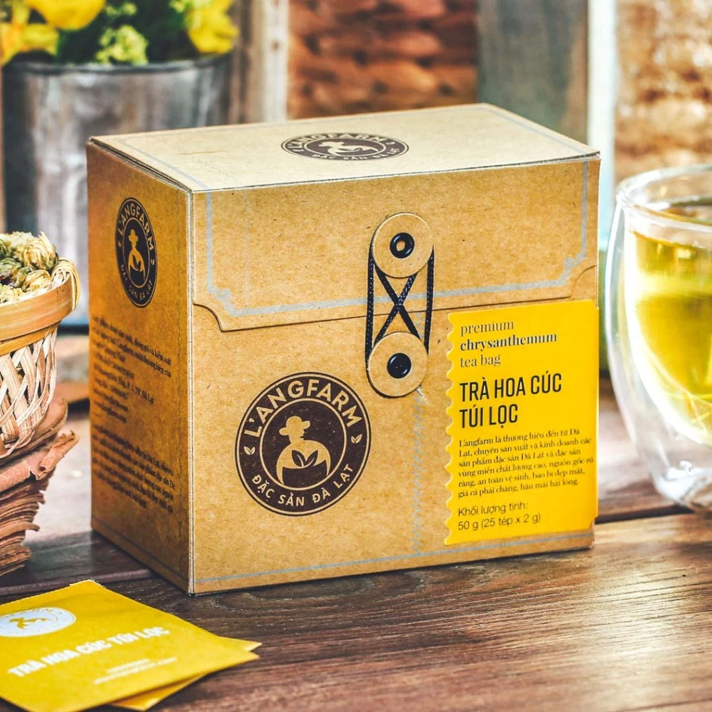 ラングファーム ダラット産 菊の花ブレンド ハーブティー ティーバッグ 25P クラフトボックス入り - 心と体に優しい自然な香り