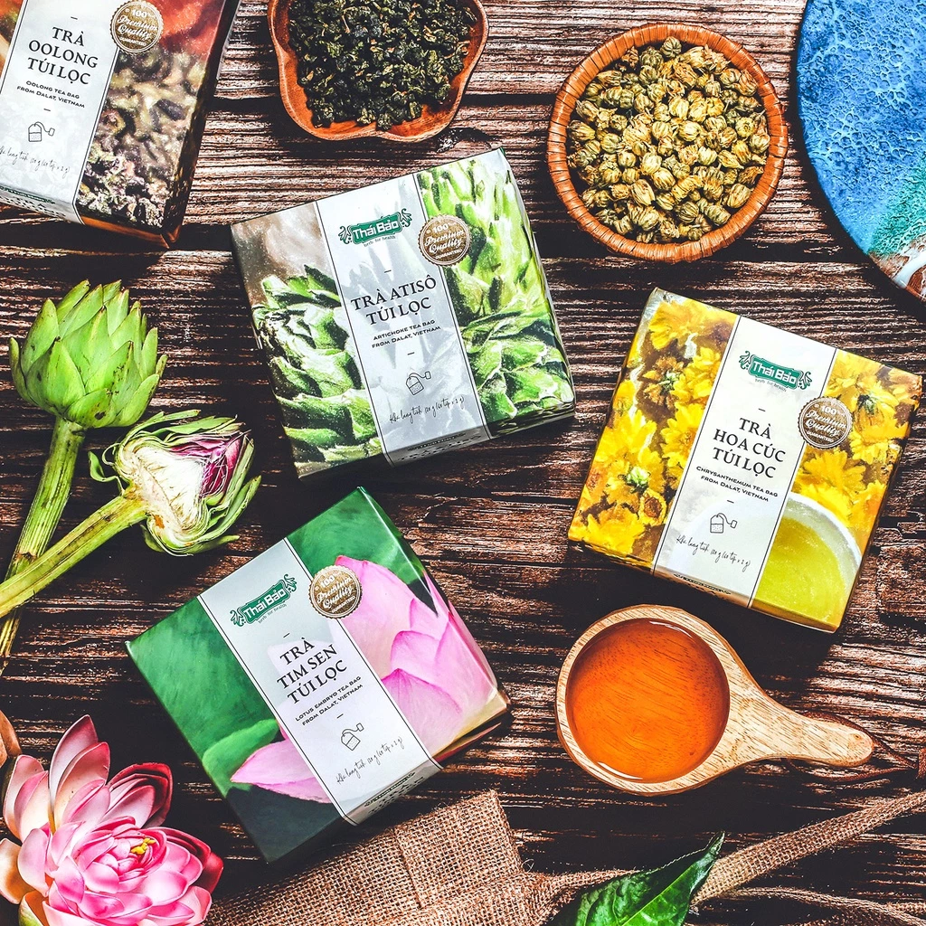 Langfarm x Thái Bảo 蓮心ハーブティー | ダラット産 ティーバッグ | 健康と安眠をサポート | 優しい自然の香り