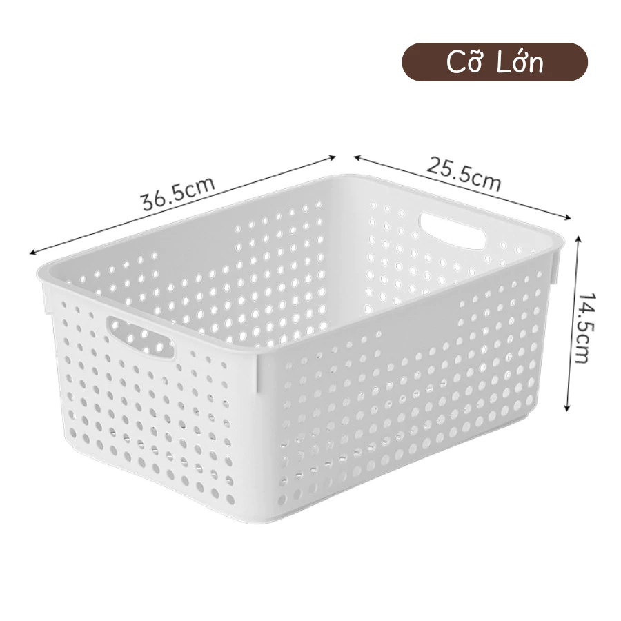多機能収納プラスチックバスケット Lサイズ 取っ手付き - 食品、乾物、キッチン、冷蔵庫、寝室の整理に