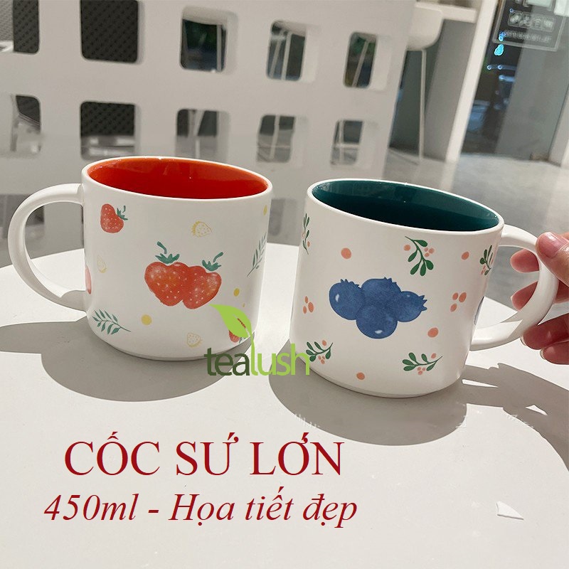 セラミック製コーヒーカップ C03 フルーツ柄 大容量 450ml