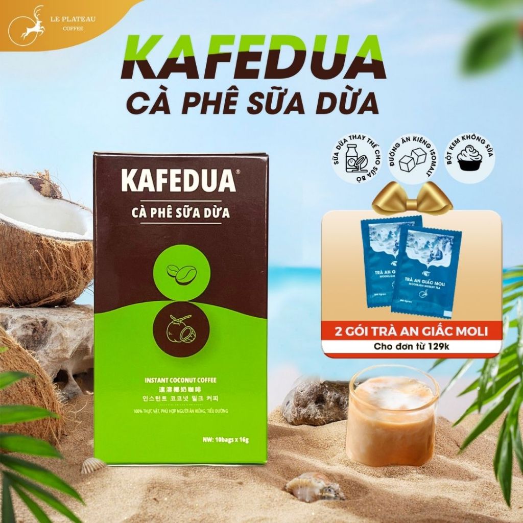 Le Plateau Coffee KAFE DUA Cà Phê Sữa Dừa Hòa Tan Đặc Biệt 16g x 10 gói Le Plateau Coffee