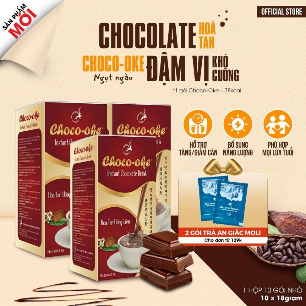 Le Plateau Coffee CHOCO-OKE Socola Hòa Tan Uống liền Đặc Biệt Thơm Ngon 18g x 10 Le Plateau Coffee