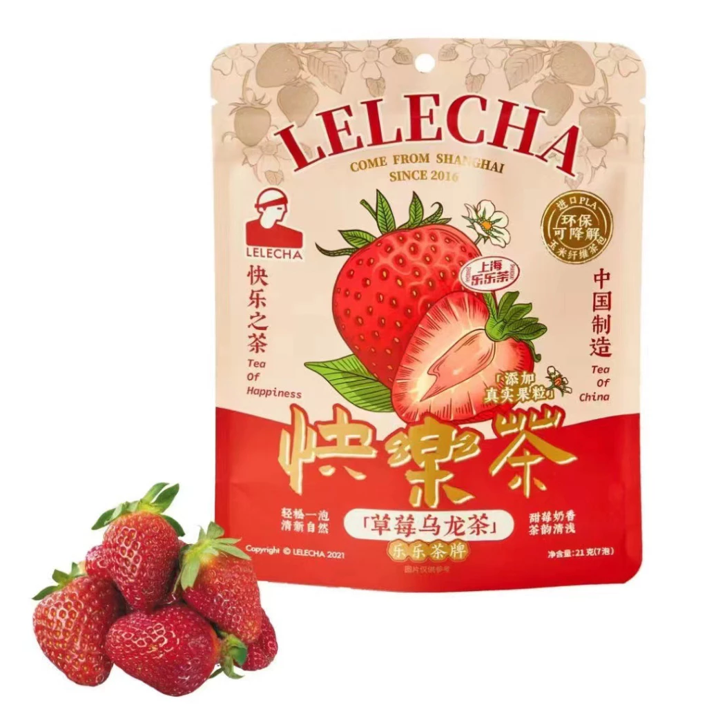 Lelecha ストロベリー烏龍茶 ティーバッグ (ホット・アイス兼用) - 香り高い便利な一杯