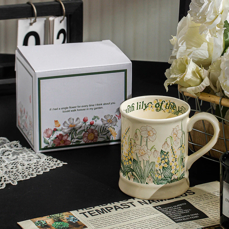 スズランの風 油絵風マグカップ - 唯一無二の高級磁器ギフト