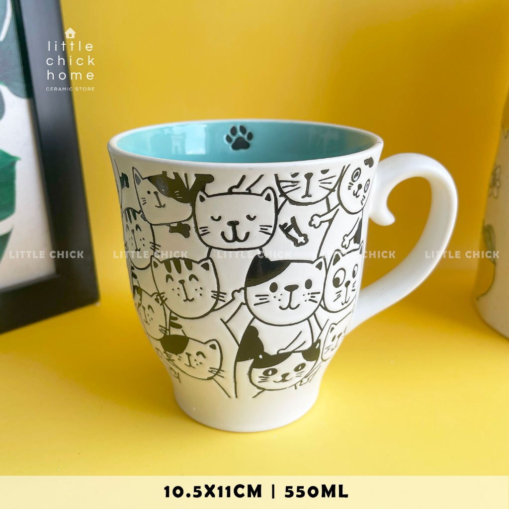 Little chick M27 手描き陶器マグ 花柄猫柄 大容量