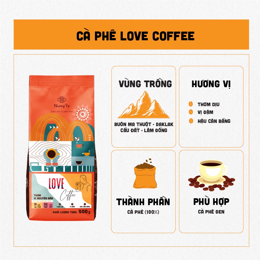 コーヒー豆 Love Coffee Moc2 500g 100%ピュア Phuong Vy Coffee