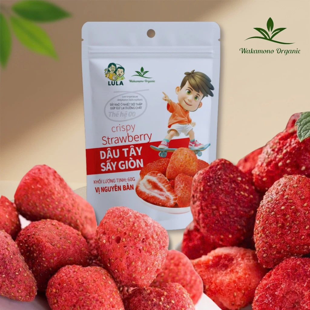 ルーラ フリーズドライいちご 60gパック - 無糖、サクサク、ヘルシーおやつ