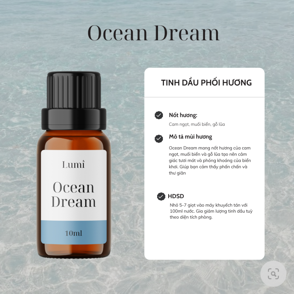 Lumi Ocean Dream アロマオイル リラックス効果の甘いオレンジと海塩の香り 10ml Lumi