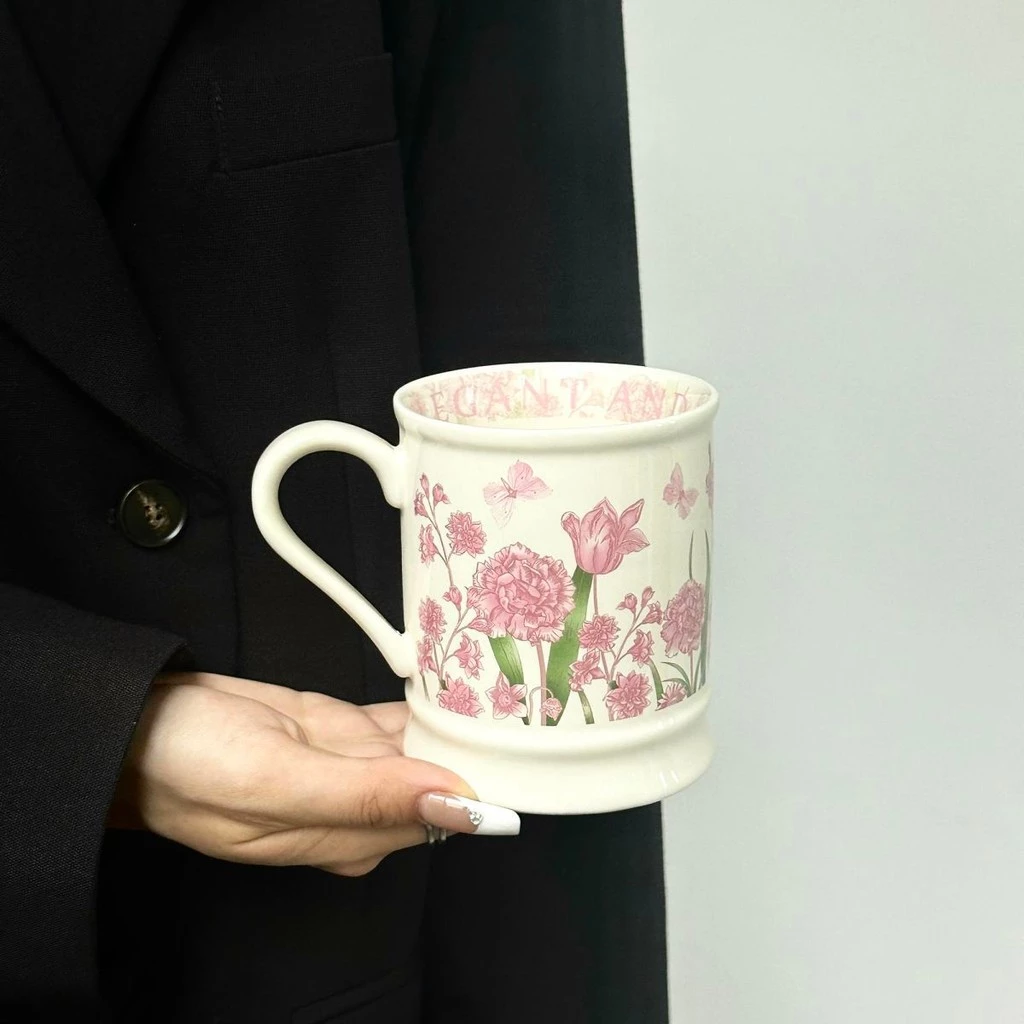 豪華絢爛 牡丹柄ピンク クラシック磁器マグカップ 350ml – 誕生日・記念日・イベントの贈り物に