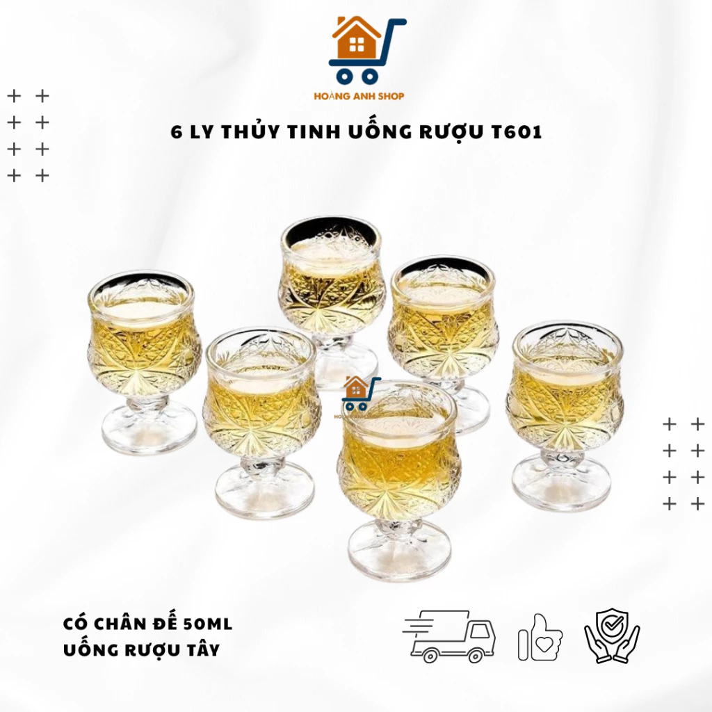 高級クリスタル製 脚付きグラス 50ml 6脚セット – ワイン・洋酒・カクテル用ミニグラス