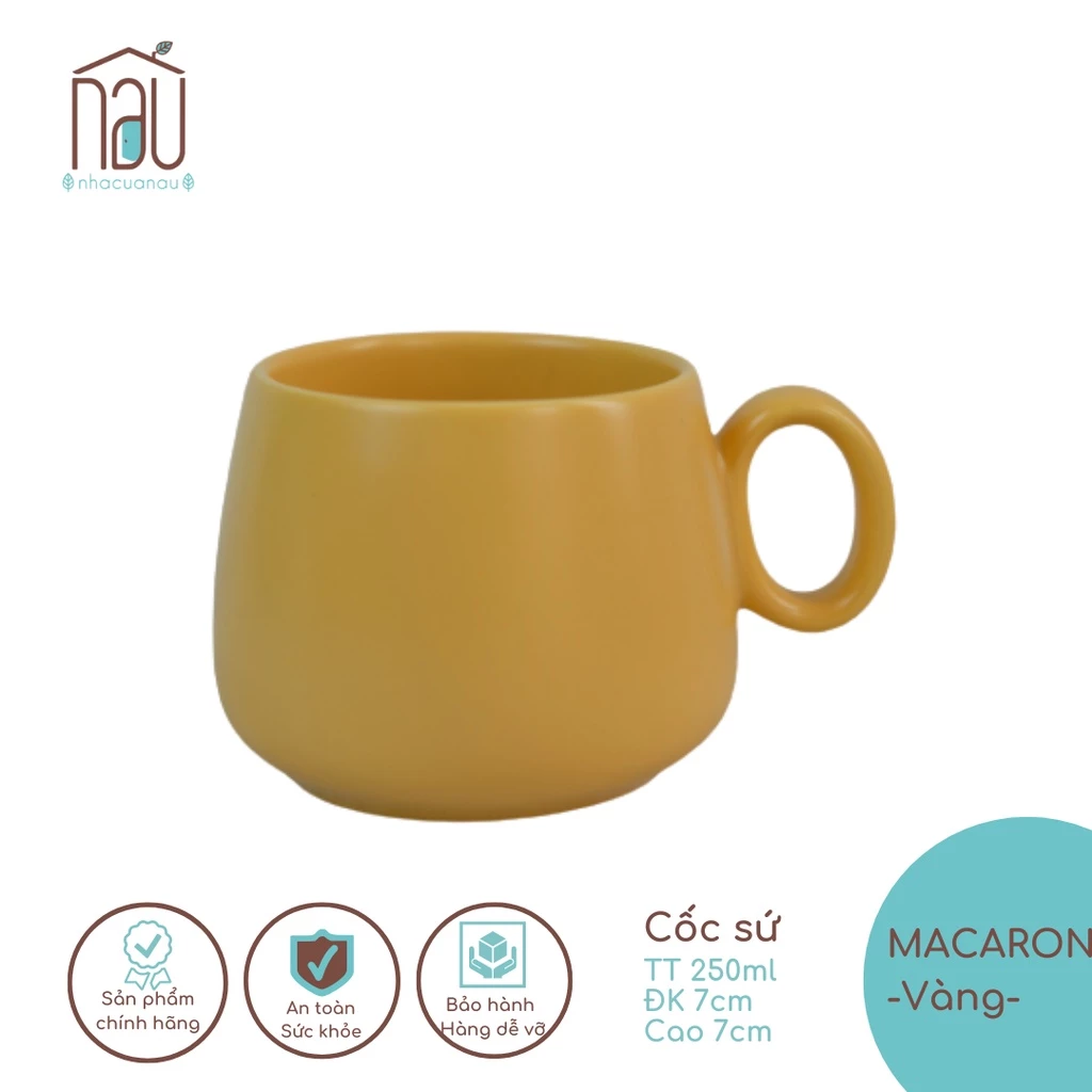 マカロンカラーセラミックカップ（イエロー）- 新築祝い、コーヒー、オフィス用ペアカップに最適