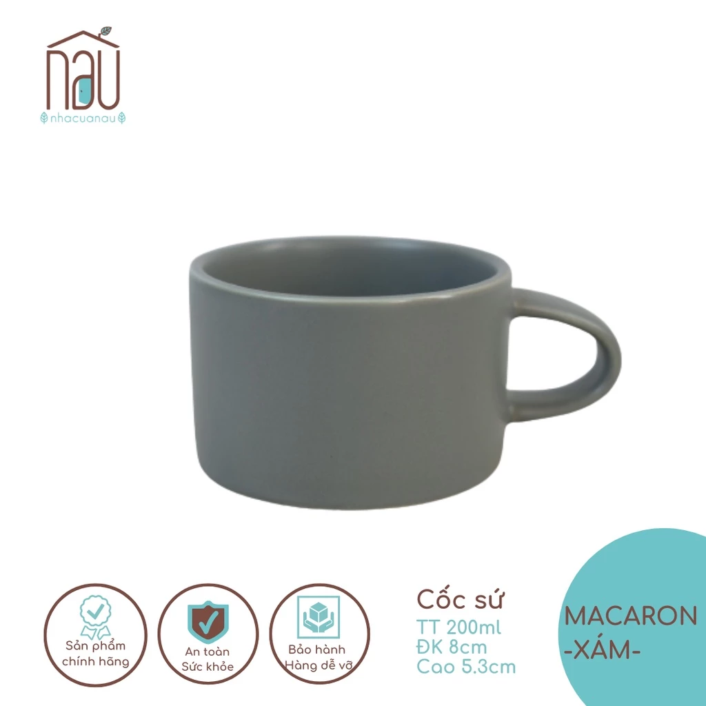 マカロンセラミックマグカップ (グレー) – 新築祝い、ペアカップ、オフィスに最適
