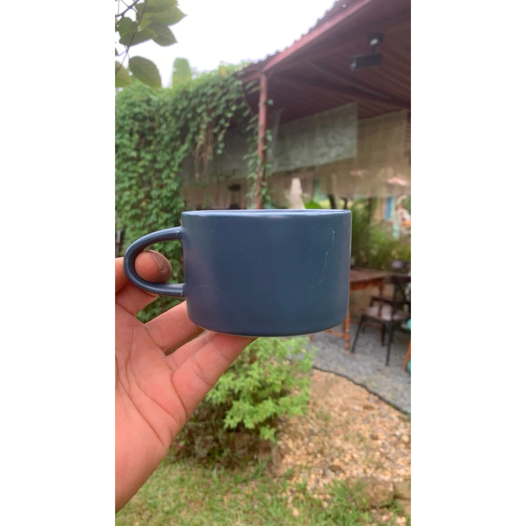 マカロンセラミックマグカップ - ネイビーブルー (若々しい新築祝いギフト、ペアコーヒーカップ、オフィス用)