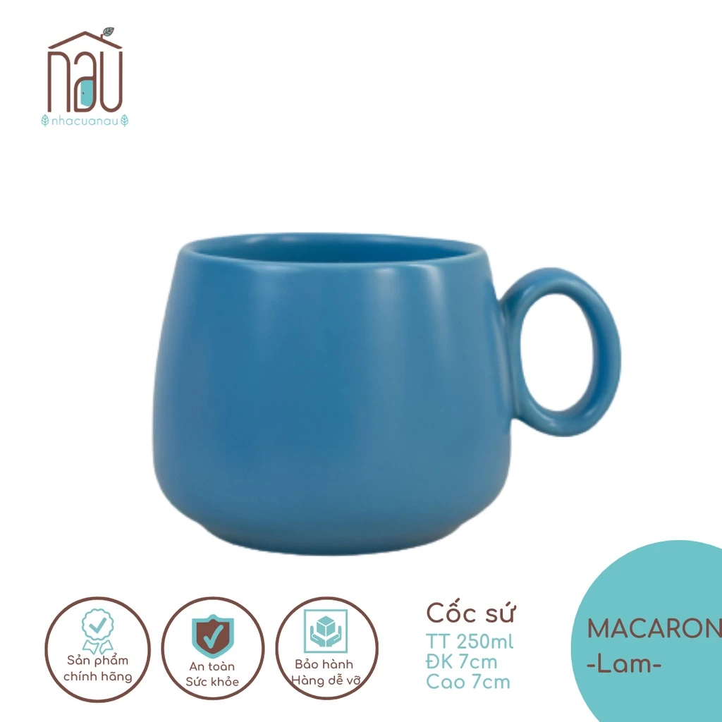 マカロンセラミックマグカップ（鮮やかブルー） – 新築祝い、ペアカップ、オフィスに最適