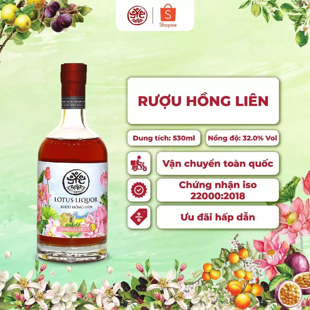 ベトナム蓮の花酒 紅蓮 マム蒸留所 530ml - 自然発酵フルーツ＆ハーブ酒
