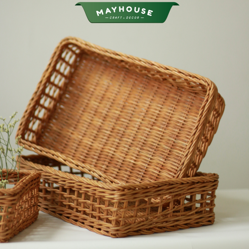 藤製トレイ 多目的 収納 装飾用 MAYHOUSE CRAFT&DECOR