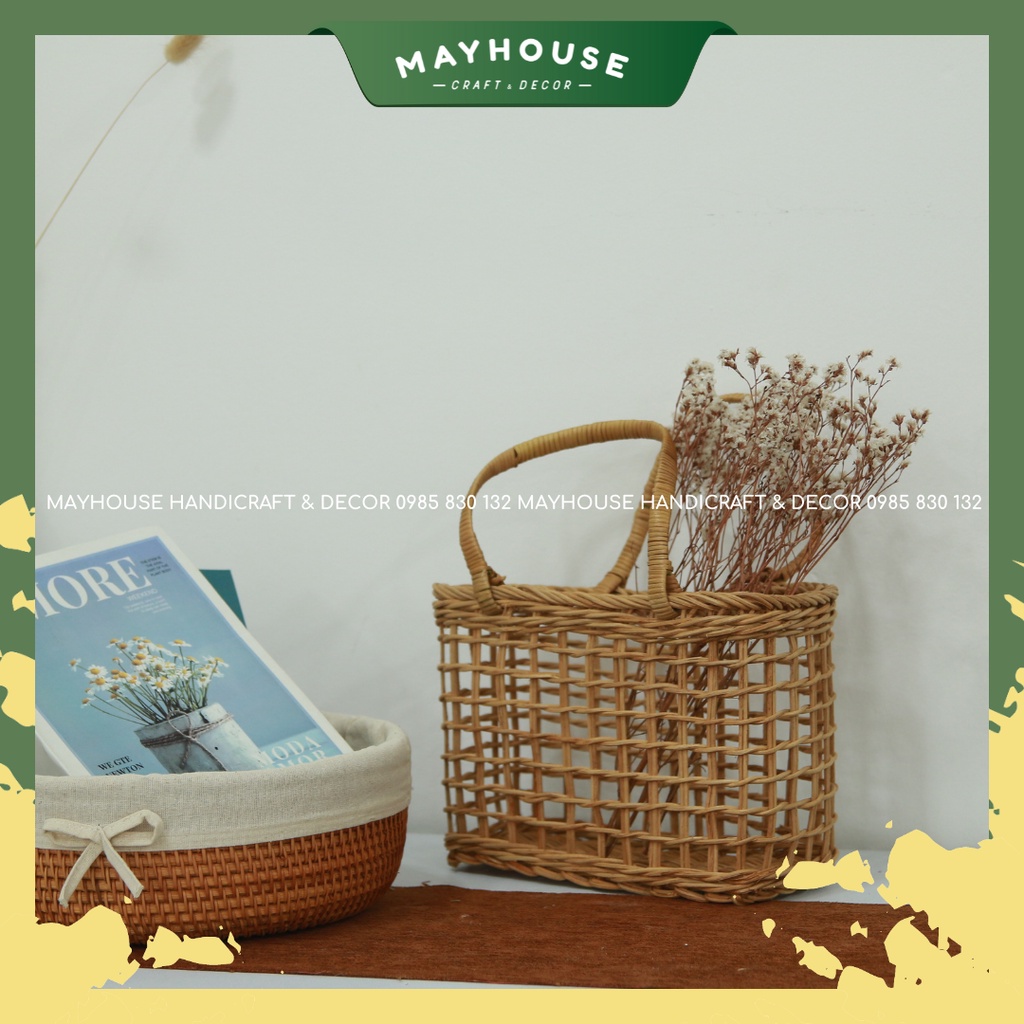 籐製の収納バスケット  多目的 装飾用 MAYHOUSE CRAFT&DECOR