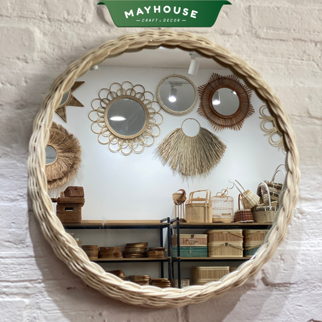 藤製ミラー 鏡 壁掛け MAYHOUSE CRAFT&DECOR