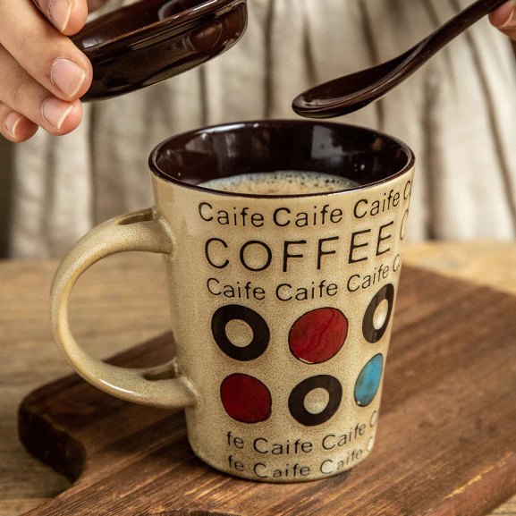 中世ゴシック様式 ラテマグ カップ 蓋 スプーン付き – オフィス・家庭用