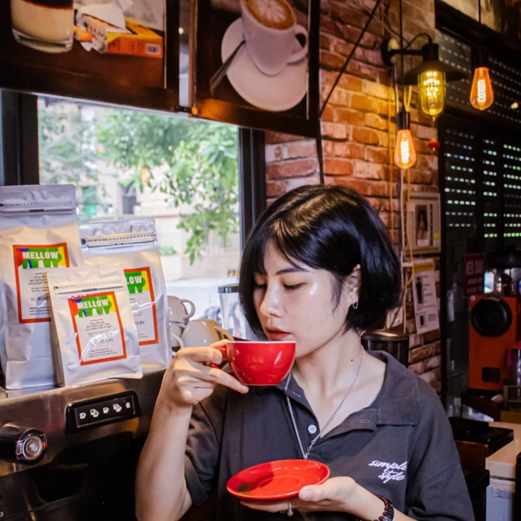 MELLOW 低酸味アラビカコーヒーパウダー (まろやか、ブラウンシュガー風味) – エスプレッソマシン用 200g
