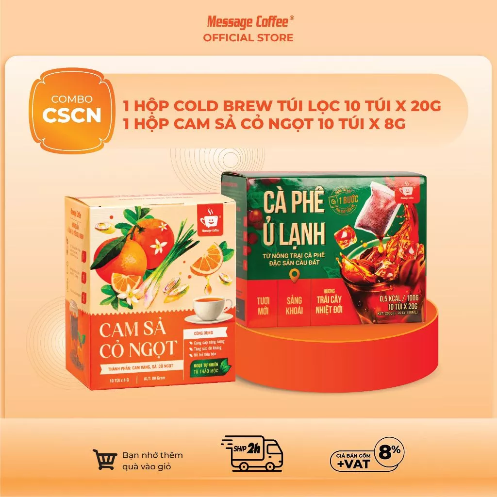 メッセージコーヒー コールドブリュー フィルターバッグ オレンジ・レモングラス・ステビアミックス - 100%アラビカ豆使用