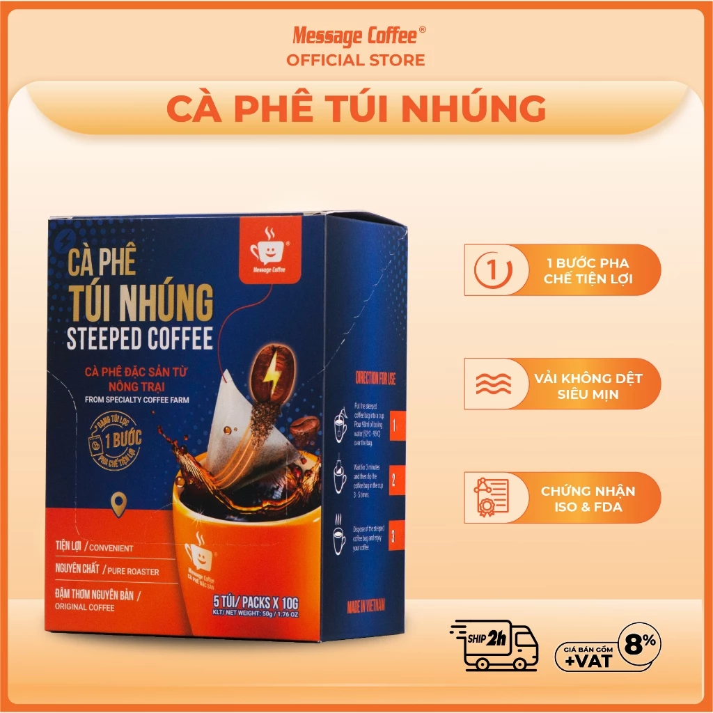Message Coffee ドリップバッグコーヒー ロブスタ＆アラビカブレンド 5袋入 (10g x 5) - 本格派の味を手軽に