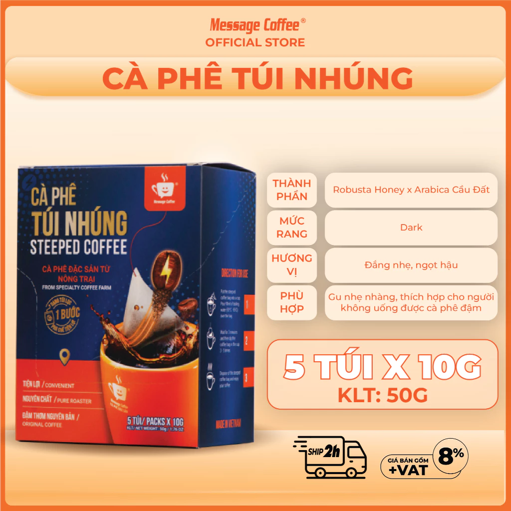 Message Coffee ドリップバッグコーヒー ロブスタ＆アラビカブレンド 5袋入 (10g x 5) - 本格派の味を手軽に