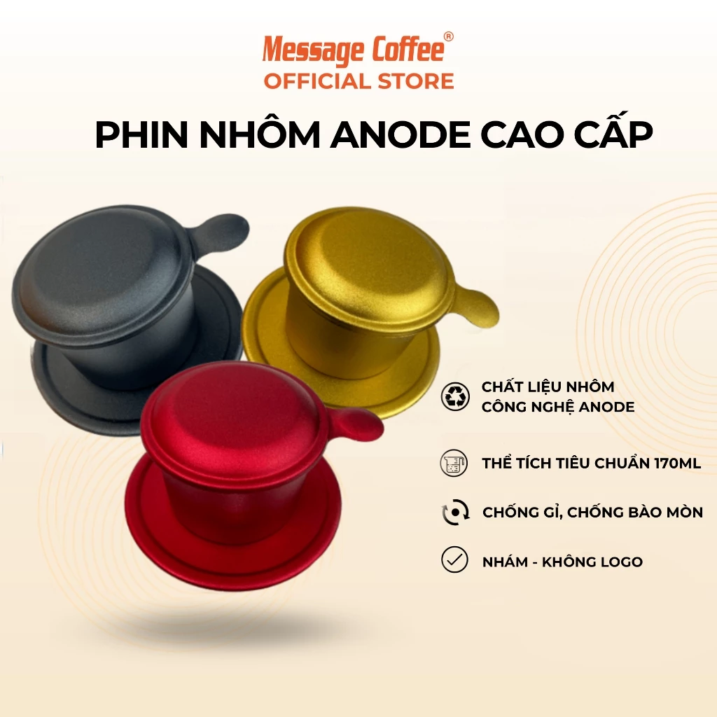 Message Coffee特製!高級アルマイト製マットゴールドコーヒーフィルター(phin)- 絶品抽出