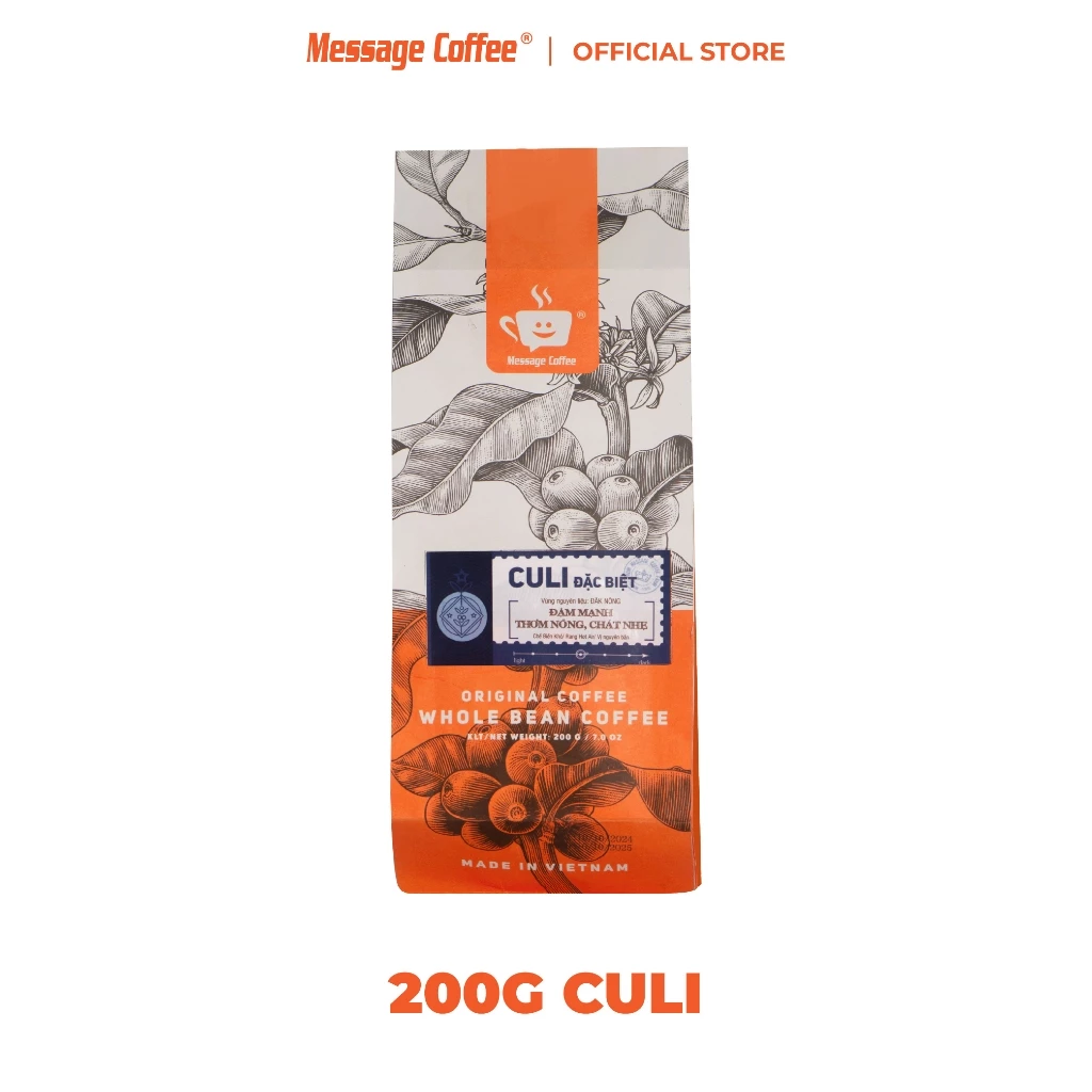 メッセージコーヒー スペシャルクリ（Culi）豆 200g - 100%純粋 無添加 ロースト 深い苦味と甘い余韻