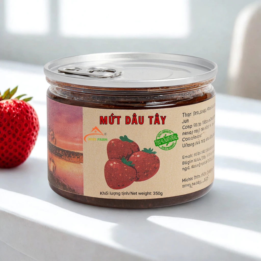ダラット産 MIDIFARMいちごジャム 500g瓶入り (おやつ・スプレッド)