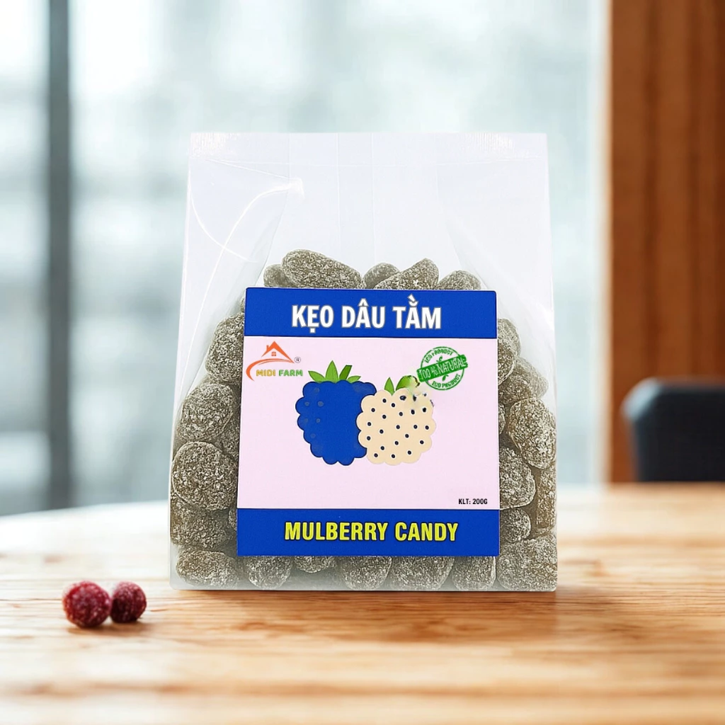 MIDIFARM ダラット産 完熟マルベリー（桑の実）キャンディ 200g | もちもち甘酸っぱい自然派おやつ