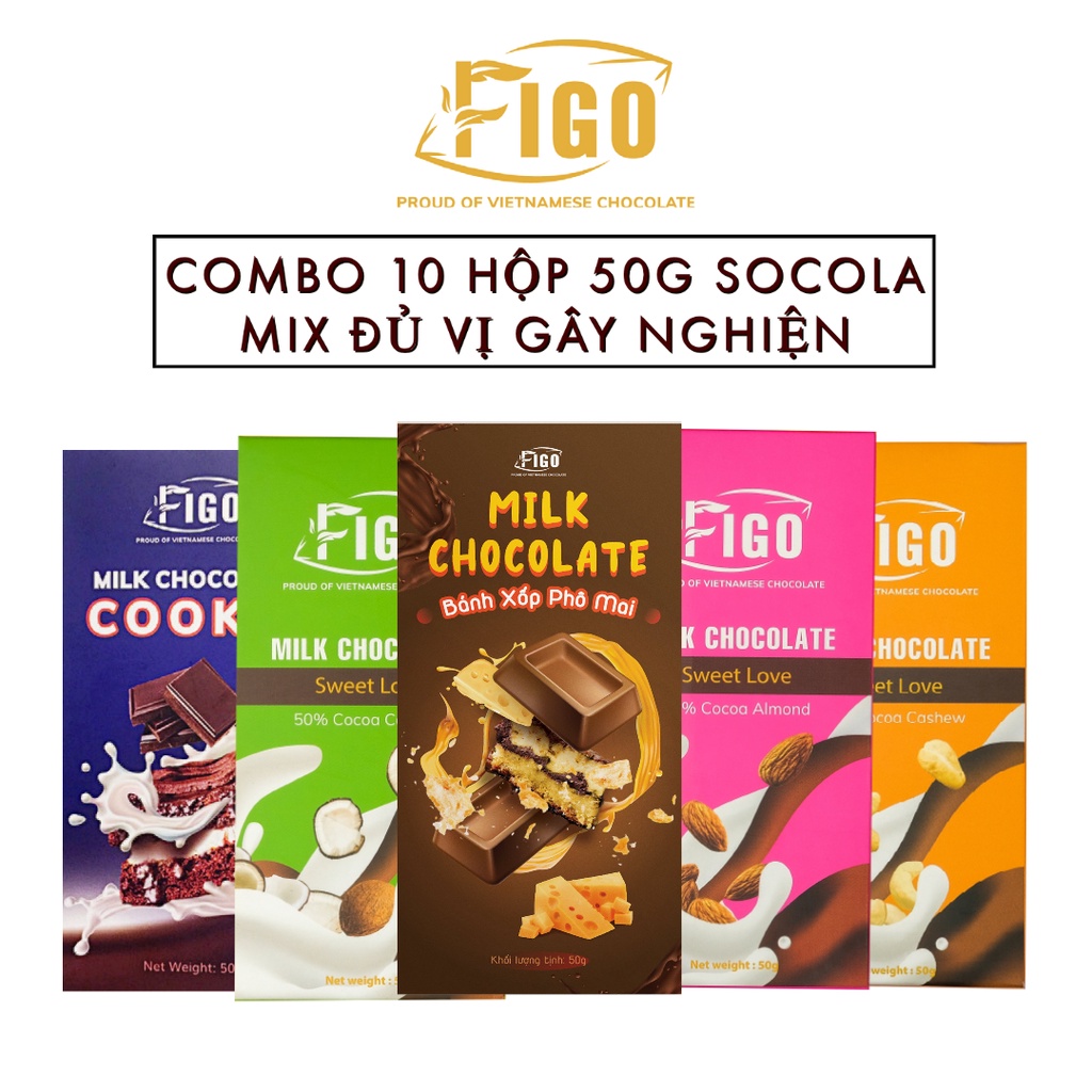 ミルクチョコレートバーのフルフレーバーセット 50g×10箱セット ベストセラー Figo