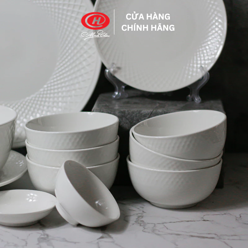 ミンチャウ製12点セット食器 - マットリム・純白磁器 - BO12VS