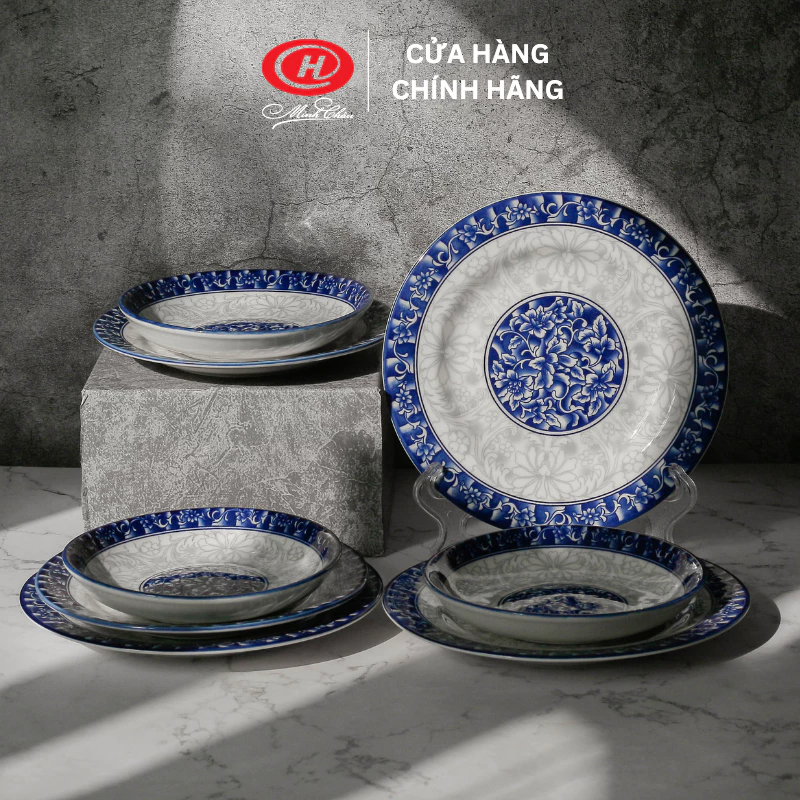 ミンチャウ製 青い模様の美しい磁器プレート - 食卓を彩るベトナム食器