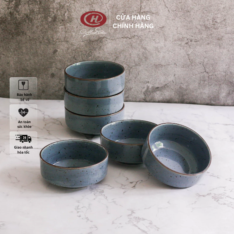 ミンチャウ製 11cm 和風 ブルー 飯碗・スープ碗 6個/10個セット