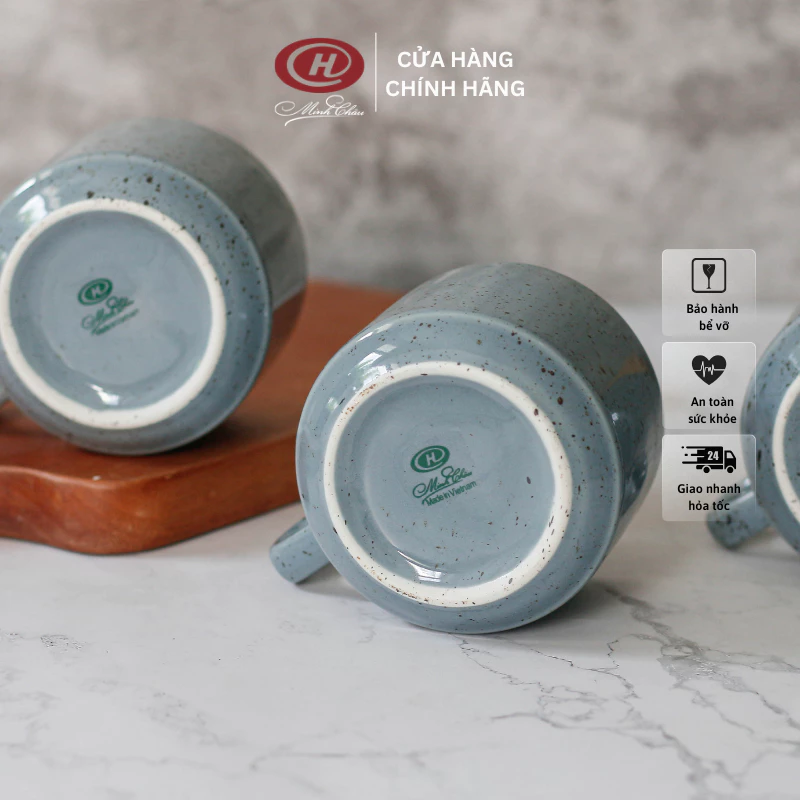 ミンチャウ製 日本風「塩胡椒釉」青色 取っ手付きマグカップ（ソーサー別売） - 食洗機対応