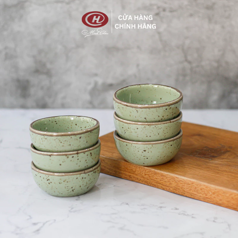 Sứ Minh Châu 和風 緑釉 塩胡椒柄 陶器製ディップボウル - おしゃれな小皿
